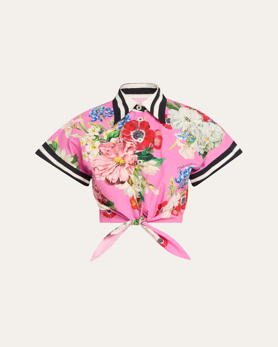 Floral Crop Button-Down Shirt